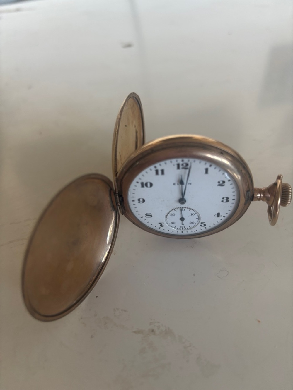 Classic Gold Elgin Pocket Watch with White Dial